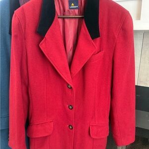 Lifesport Red Wool-Blend Blazer with Black Velvet Collar